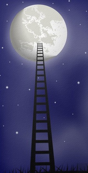 canvas-ladder-naar-de-maan-vector-illustratie